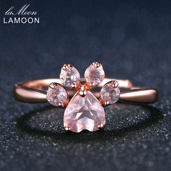 925 Silver Rose Gold Cat Paw Ring