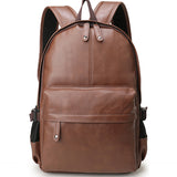 Preppy Style Leather School Backpack Bag For College Men Casual