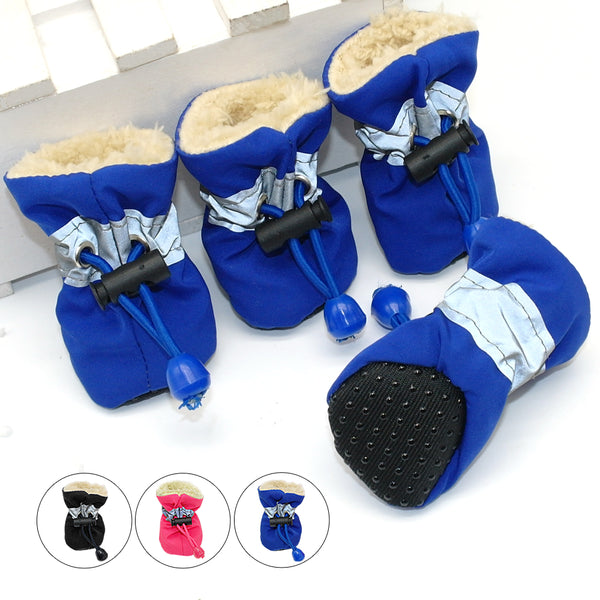 4pcs Waterproof Winter Pet Dog Shoes Anti-slipDog Socks Booties