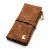 Fashion Women Wallets Drawstring Nubuck Leather Zipper