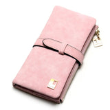 Fashion Women Wallets Drawstring Nubuck Leather Zipper