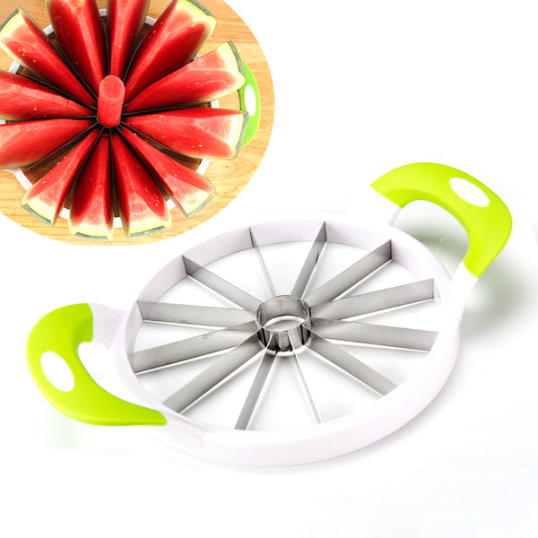 Large Stainless Steel Slicer, Slices Fruit, Melons, Watermelon, Pineapple, Vegetables and More  (12 Perfect Slices) with Large Stainless Steel Slicer